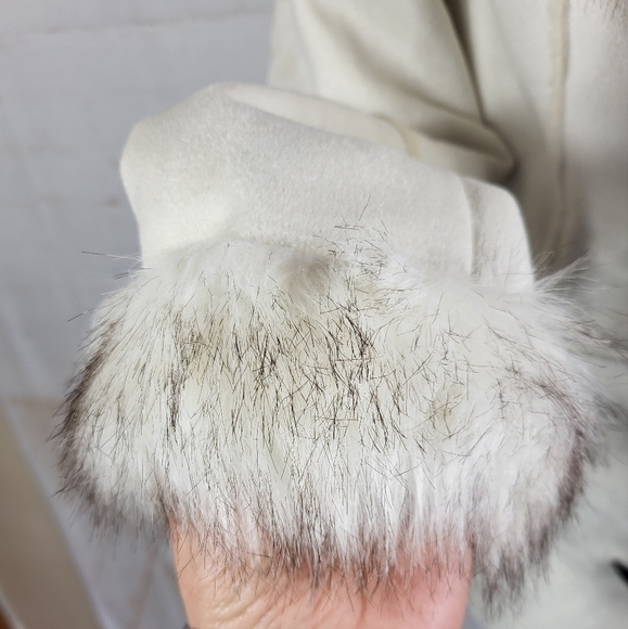 Venus Y2K Penny Lane Faux Suede & Fur Toggle Shearling Winter Coat Cream XS 0-2 - Picture 10 of 15